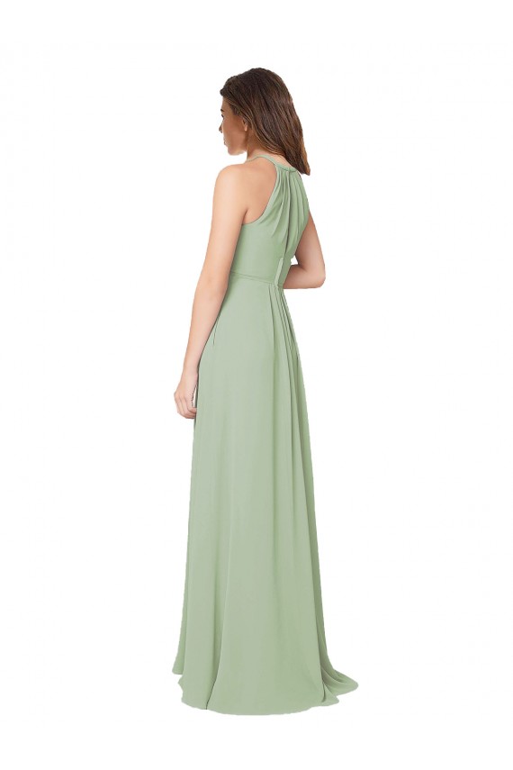High Halter Neck Keyhole Chiffon Bridesmaid Dress Melbourne