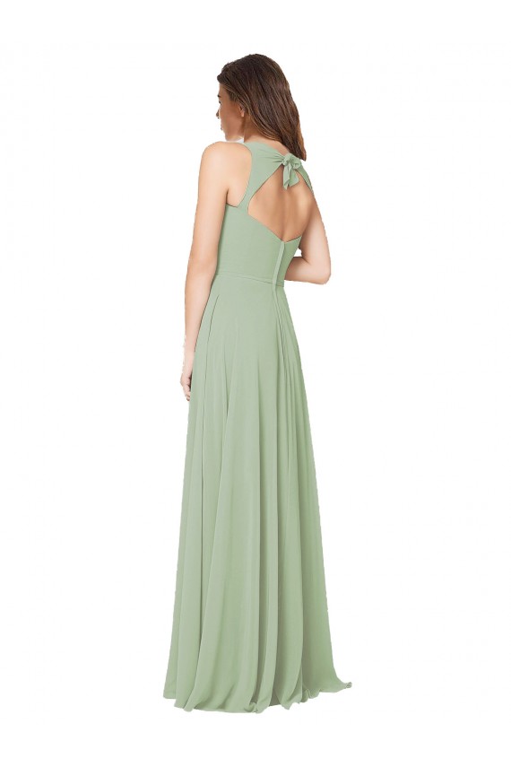 A-Line Open Back Chiffon Bridesmaid Dress with Pockets