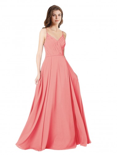 Shop Crossover Bodice Long Chiffon Bridesmaid Dress with Double Back Straps Melbourne