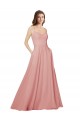 Open Back Wide Tie Band Long Chiffon Bridesmaid Dress with Pockets Melbourne