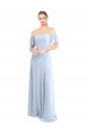 Off the Shoulder Flutter Sleeves Long Chiffon Bridesmaid Dress Melbourne