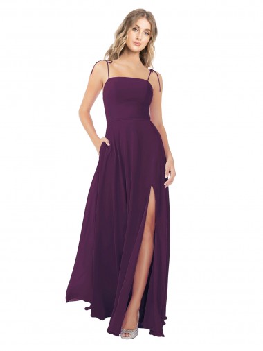 Shop Chiffon Bridesmaid Dress with Front Slit and Keyhole Back Melbourne