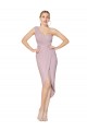 High Low One Shoulder Ruffles V-Neck Chiffon Wrap Bridesmaid Dress / Formal Prom Dress Melbourne