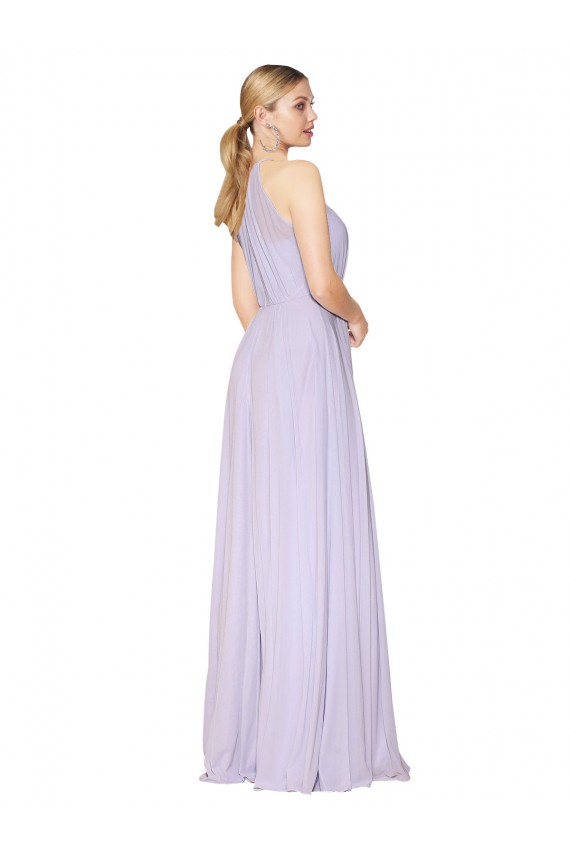 High Neck Halter Shirred Chiffon Bridesmaid Dress / Formal Prom Dress Melbourne