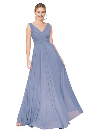 Shop Floor Length High Neck V-Back Chiffon Bridesmaid Dress / Formal Prom Dress Melbourne