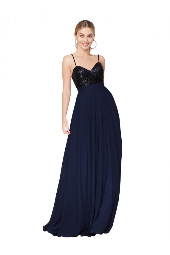 Sweetheart High Neck Sequin Top Long Chiffon Bridesmaid Dress / Prom Dress Melbourne