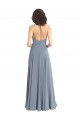 Slim A-Line Cowl Neck Long Chiffon Bridesmaid Dress with Side High Slit Melbourne
