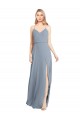 Spaghetti Straps V-Neckline Long Chiffon Bridesmaid Dress with High Slit Melbourne