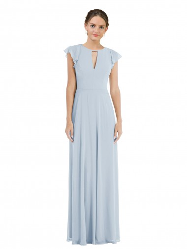 Flutter Sleeve V Keyhole Chiffon Maxi Formal Bridesmaid Dress Melbourne