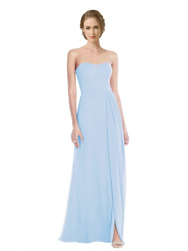 Shop Strapless Sweetheart Maxi Bridesmaid Dress with Pleated Front Slit Melbourne