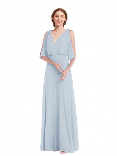 Shop V-Neck Split Sleeves Blouson Bodice Maxi Bridesmaid Dress Melbourne