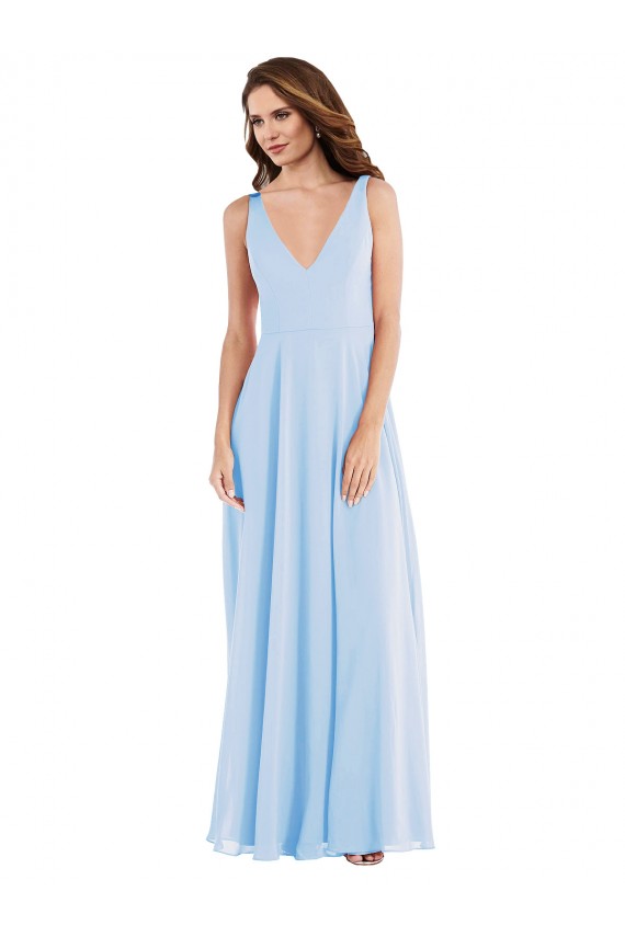 Deep V-Neck Chiffon Maxi Bridesmaid Dress Melbourne