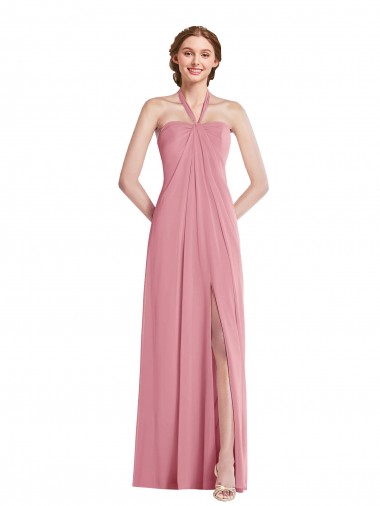 Shop Draped Chiffon Grecian Column Bridesmaid Dress with Front Slit Melbourne