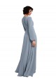 Wrap Style Long Sleeves Chiffon Bridesmaid Dress with Pleated Bodice