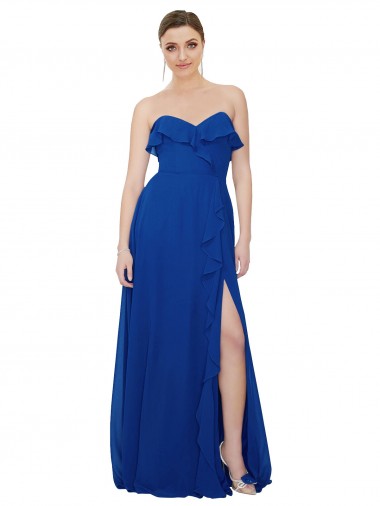 Shop Ruffled Chiffon Strapless Bridesmaid Dress Melbourne