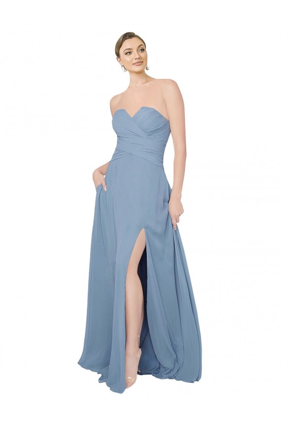 Draped Sweetheart Chiffon Bridesmaid Dress with Front Slit Melbourne
