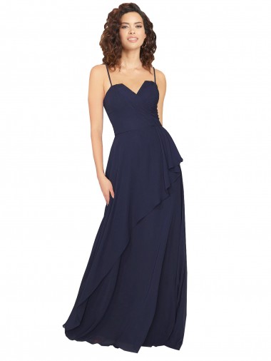 Shop Ruffled Skirt Low Back Long Chiffon Bridesmaid Dress Melbourne