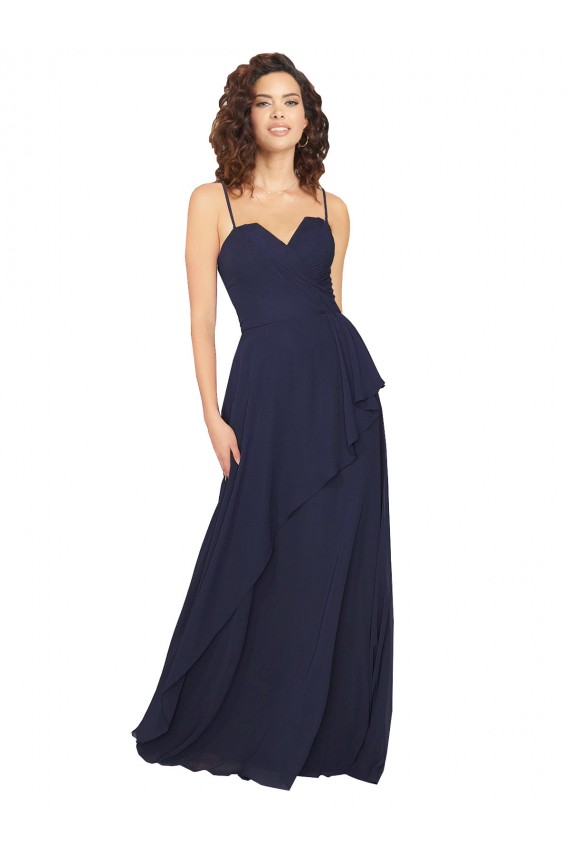 Ruffled Skirt Low Back Long Chiffon Bridesmaid Dress Melbourne