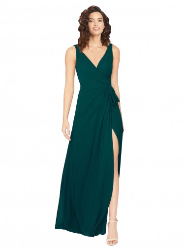 V-Neck Chiffon Bridesmaid Dress with Front Skirt Slit Melbourne