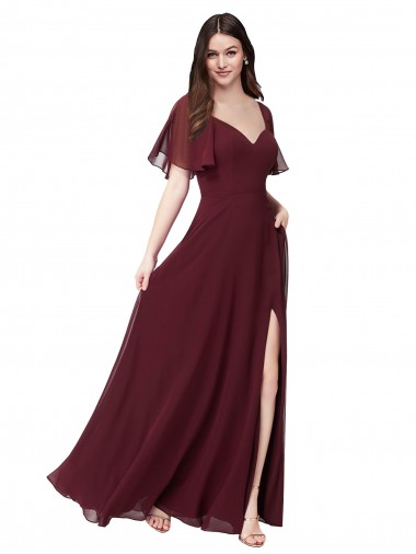 Shop Chiffon Flutter Sleeve Sweetheart Bridesmaid Dress Melbourne