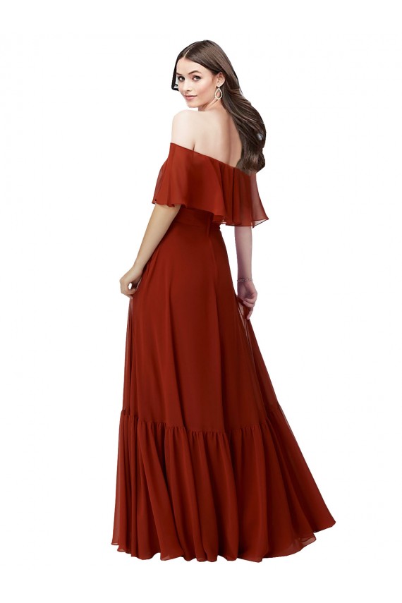 Off the Shoulder Ruffle Chiffon Bridesmaid Dress Melbourne