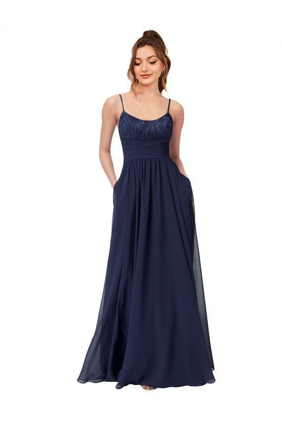 Long Chantilly Lace and Ruched Chiffon Bridesmaid Dress Melbourne