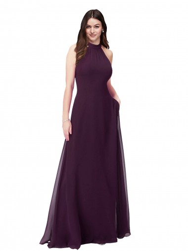 Shop Chiffon High-Halter Bridesmaids Dress with Keyhole Back Melbourne