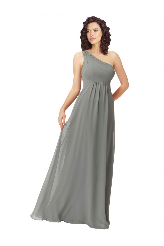 Embroidered One Shoulder Chiffon Bridesmaid Dress Melbourne
