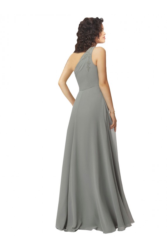 Embroidered One Shoulder Chiffon Bridesmaid Dress Melbourne