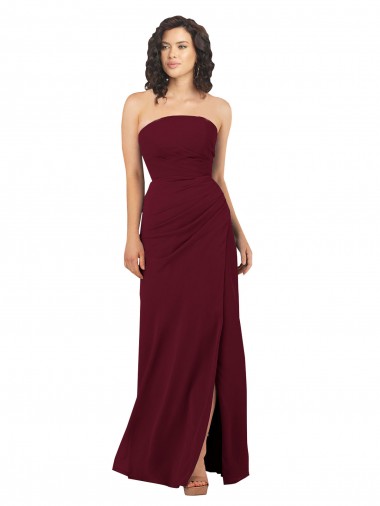 Simple Strapless Chiffon Bridesmaid Dress with Rounded Neckline Melbourne