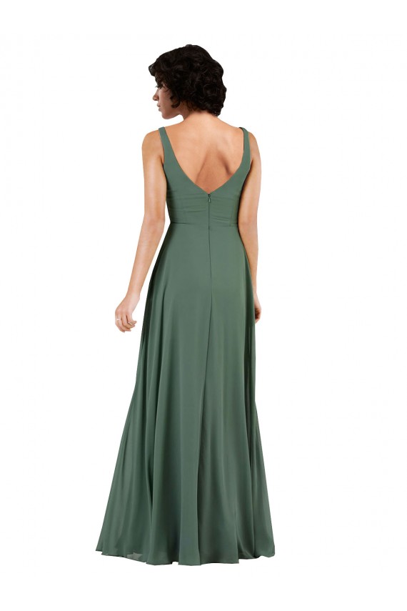 V-Neckline Wrapped Chiffon Bridesmaid Dress with Skirt Slit Melbourne