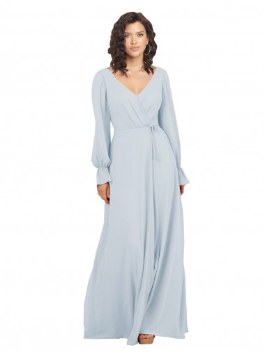 Shop Long Sleeve Chiffon Bridesmaid Dress with Bow Detail Melbourne