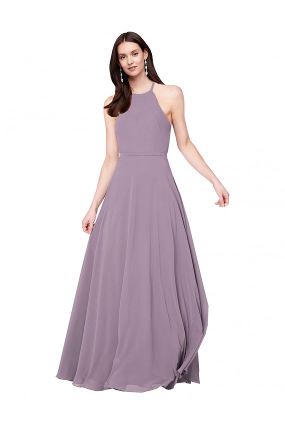 Floor Length Long Chiffon Bridesmaid Dress with Double Bow Feature Melbourne