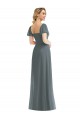 Puff Sleeves Chiffon Maxi Bridesmaid Dress with Front Slit Melbourne