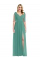 Plunge Neckline Bow Shoulder Chiffon Maxi Bridesmaid Dress Melbourne