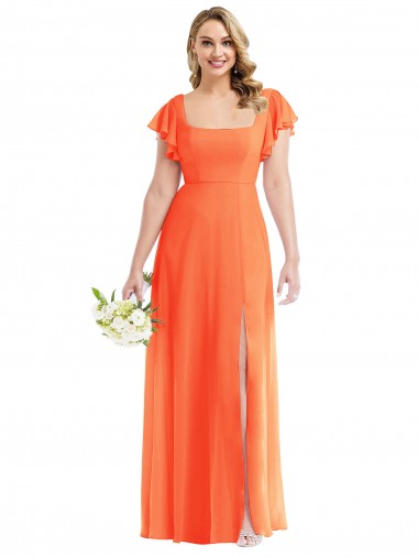 Shop Flutter Sleeves Scoop Open Back Chiffon Maxi Bridesmaid Dress Melbourne