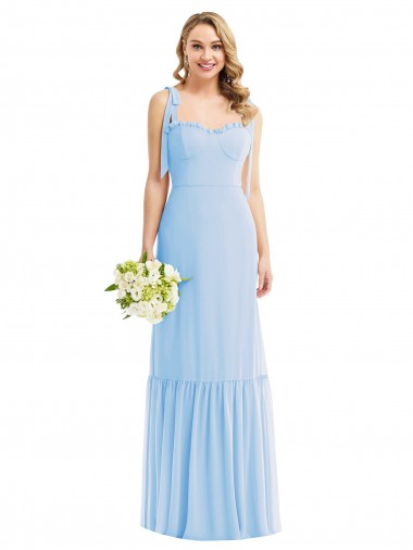 Shop Tie Shoulder Bustier Bodice Ruffle Hem Maxi Bridesmaid Dress Melbourne