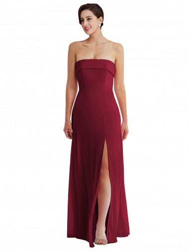 Shop Cuffed Strapless Maxi Formal Bridesmaid Dress with Front Slit Melbourne