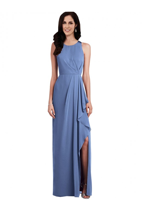 Sleeveless Chiffon Bridesmaid Dress with Draped Front Slit Melbourne