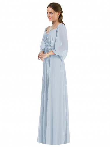 Off the Shoulder Puff Sleeve Maxi Formal Bridesmaid Dress with Front Slit Melbourne