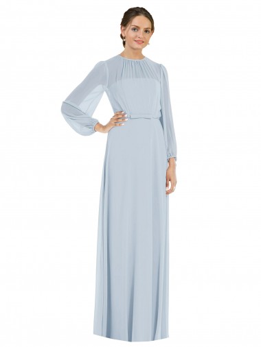 Shop Strapless Chiffon Maxi Formal Bridesmaid Dress with Puff Sleeve Blouson Overlay Melbourne
