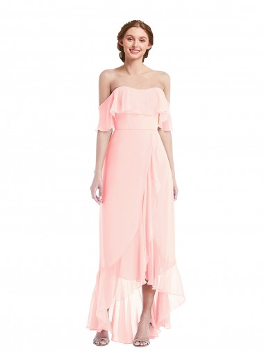 Shop Off the Shoulder Ruffled High Low Maxi Bridesmaid Dress Melbourne