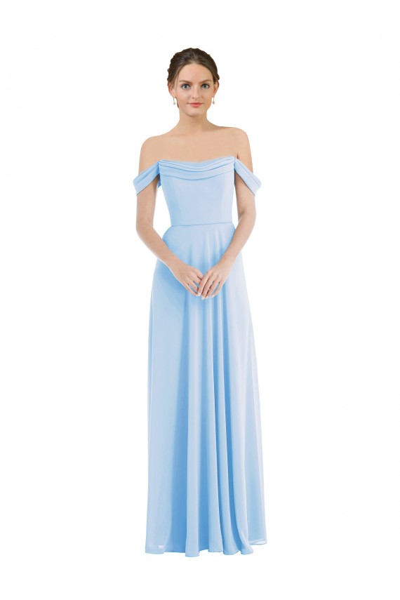 Off the Shoulder Draped Neckline Maxi Formal Bridesmaid Dress Melbourne