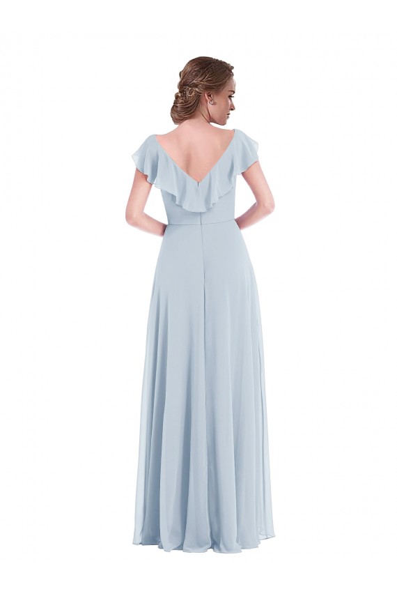 Ruffle Trimmed V Back Chiffon Maxi Bridesmaid Dress Melbourne