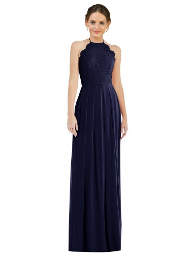 Shop Tie Neck Lace Halter Pleated Skirt Maxi Bridesmaid Dress Melbourne