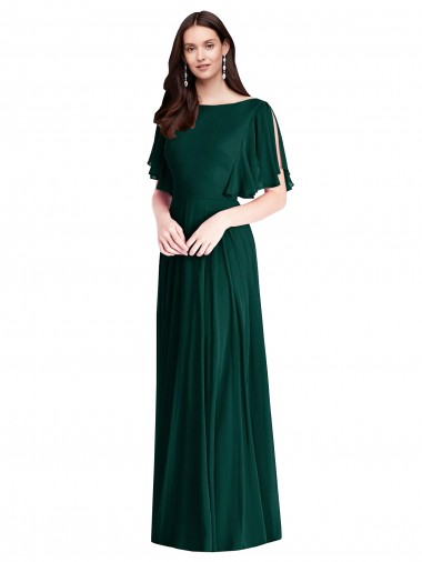 Shop Backless Floor Length Split Sleeves Maxi Bridesmaid Dress Melbourne