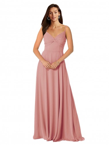 Shop Twist-Knot V-Neck Long Chiffon Bridesmaid Dress Melbourne