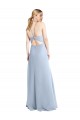 Halter Neck Long Chiffon Bridesmaid Dress with Strappy Back and Daring Side Slit Melbourne