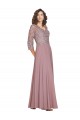Hand-Beaded Bodice V-Neckline Long Sleeves Chiffon Bridesmaid Dress / Prom Dress Melbourne