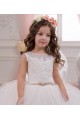 Ivory Ball Gown Bateau Neck Chapel Train Sleeveless Flower Girl Dress Melbourne